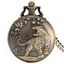 Retro Chinese Zodiac Design Pocket Watch Lucky Pendant Clock Old Fashioned Bronze Necklace Watch Fob Chain