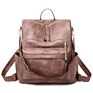 Retro Large Big Pu Leather Backpack Women Female Shoulder Strap School Bag