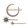 Retro Moon Snowflake Stars Hair Pins Rhinestone Hair Clip for Women