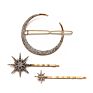 Retro Moon Snowflake Stars Hair Pins Rhinestone Hair Clip for Women