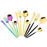 Reusable Black and Gold Luxury Hotel Wedding Flatware Set Stainless Steel Cutlery Sets with Box