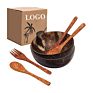 Reusable Containers Breakfast Vegan Salad Handmade Vietnamese Lacquer Coconut Shell Bowls Handicraft Natural Coconut Bowl