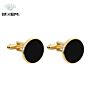 R.Gem. Business Wedding Gifts Electroplated Golden Black Enamel Exclusive Shirt Women's Men's Cuff Links