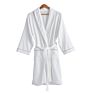 Robes Unisex 100% Cotton Velvet Fabric White Robe with Piping Shawl Collar Daily Bathrobe