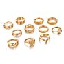 round Diamond Ring Set Geometric Joint Ring 11 Piece Set Combination Gold Ring