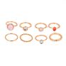 round Geometric Crystal Rings Simple Gold Silver Resin Rhinestone Ring Sets