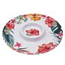 round Party Restaurant Serving Luxury Flower Style Melamine Serving Plate Set round Chip and Dip Tray Snacks Platter