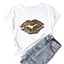 Rts Leopard Cheetah Lip Printed T Shirt Women Tee Shirt Top Women