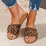 Rtshot Selling Slipper Casual Non-Slide Mentallic Leopard Large Size Sewing Thresd Slippers for Women's