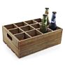 Rustic Brown Wood 12 Slots Beer Bottle Serving Crate Beer Storage Box with Carrying Handles