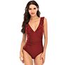 Sales Women's V Neck One Piece Swimsuit Ruffled Lace up Monokini