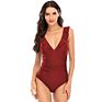 Sales Women's V Neck One Piece Swimsuit Ruffled Lace up Monokini