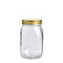 Sciec Packing 500Ml Empty Wide Mouth Glass Jam Jar Food Canning Bottle with Bpa Free Golden Metal Lid
