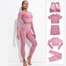 Seamless 5 Pcs Long Sleeve Yoga Set for Women Fleece Active Wear Yoga Sets Fitness