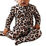 Sell Zip Ruffled Leopard Print Soft Viscose Spandex Baby Bodysuit Romper