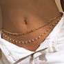 Sellingfashion Imitation Pearl Tassel Double Waist Chain Simple Cross Chain Body Chain Jewelry for Woman