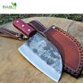 Serbian Butcher Cleaver Knife Hand Forged Kitchen Chef Knife in High Carbon Steel with Original Leather Sheath