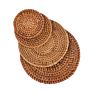 Shg Natural Handwoven Wicker Glass round Bamboo Rattan Coaster Set