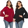 Shop Shein Arrivals plus Size Women's Blouses Long Sleeve V-Neck Loose Casual T-Shirts Top Clothing