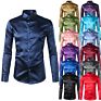 Silk Satin Long Sleeve Slim Fit Dress Luxury Shirts for Men