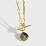 Silver 925 Gemstone Natural Stone Toggle Necklace