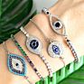Silver Diamond Drawstring Blue Evil Eyes Adjustable Lucky Amulet Bracelet