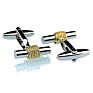 Silver Men Jewelry Two Toned Gold Plated Dumbbell Cufflink for Suits,Shirt Men Cufflinks