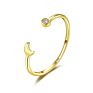 Silver Open Stackable 925 Sterling Jewelry Adjustable Cz Gold Moon Gift Engagement Women Dilver Wedding Simple Ring