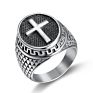 Silver Ring Antique Stainless Steel Finger Rings Men Prayer Cross Rings for Men