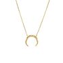 Simple 316L Stainless Steel Silver Hammered Crescent Moon C Shaped Pendant Ckoker Necklace for Women
