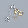 Simple 925 Silver Hip Hop Pure Handcuff Tassel Chain Huggie Hoop Earring