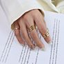 Simple Double-Layer Multi-Layer Plain Titanium Steel 18K Gold Ring for Men and Women Couples