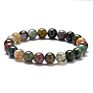 Simple Handmade Jewelry Elastic 6/8/10Mm Natural Indian Agate Stone Strand Bracelet