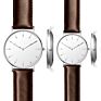 Simple Jam Tangan Couple Watch Original Brown Leather Watch