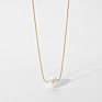 Simple Non Tarnish 14K Stainless Steel Pearl Necklace Gold Chain Dainty Jewelry Single Pearl Pendant Girls Pretty Gift
