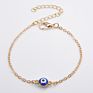 Single Blue Evil Eyes Anklet Silver Plated Oil Drop Turkey Turkish Eyes Anklet Bracelet for Women