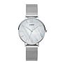 Sinobi Elegant Ultra Thin Lady Watch Shiny Pearl-Shell Dial Roman Number Index Steel Mesh Belt Watch Quartz Silver Watch S9709L