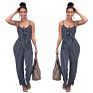 Sleeveless Women Striped Slim-Fit Suspender Bow Jumpsuit