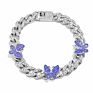 Small Butterfly Cuban Link Anklet 9Mm Iced Out Cuban Anklets Women Hip Hop Rapper Bling Foot Jewelry