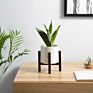 Small Mini Black Mid Century Modern Plant Pot Stand Holder Antique Dark Bamboo Wooden Adjustable Plant Stand for Indoor