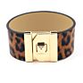 Small Quantity Accessories Luxury Light Gold Alloy Lock Leopard Print Iimitation Leather Bangle Bracelet