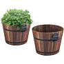 Small Wooden Bucket Barrel Planters Rustic Flower Planters Pots Boxes Container with Drainage Holes