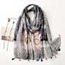 Soft Warm Shawl Beach Wrap Womens Pastel Flowers Print Scarves Lightweight Paisley Striped Geometric Print Tassel Scarf