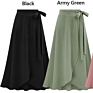 Solid Color Ruffle Elastic Elastic Tie-Waist Large Size High Waist Irregular Mid-Length Long Skirt