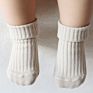 Solid color turn cuff baby booties socks with anti slip
