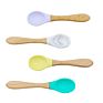 Soothing Gums Organic Eco Friendly Food Grade Silicone Wooden Training Spoons