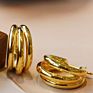 Spot 18K Gold-Plated Earrings 925 Silver Needle Three-Layer C-Shaped Gold-Plated Hoop Earrings