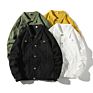 Spring Jacket Denim Big Pocket Solid Color Casual Workwear Jacket for Men