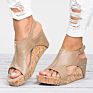 Springway Lady Retro Shoes High Heel Pu Comfortable Women's Wedge Sandals