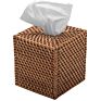 Square Rattan Tissue Box Set, Honey Brown Color Tissue Box